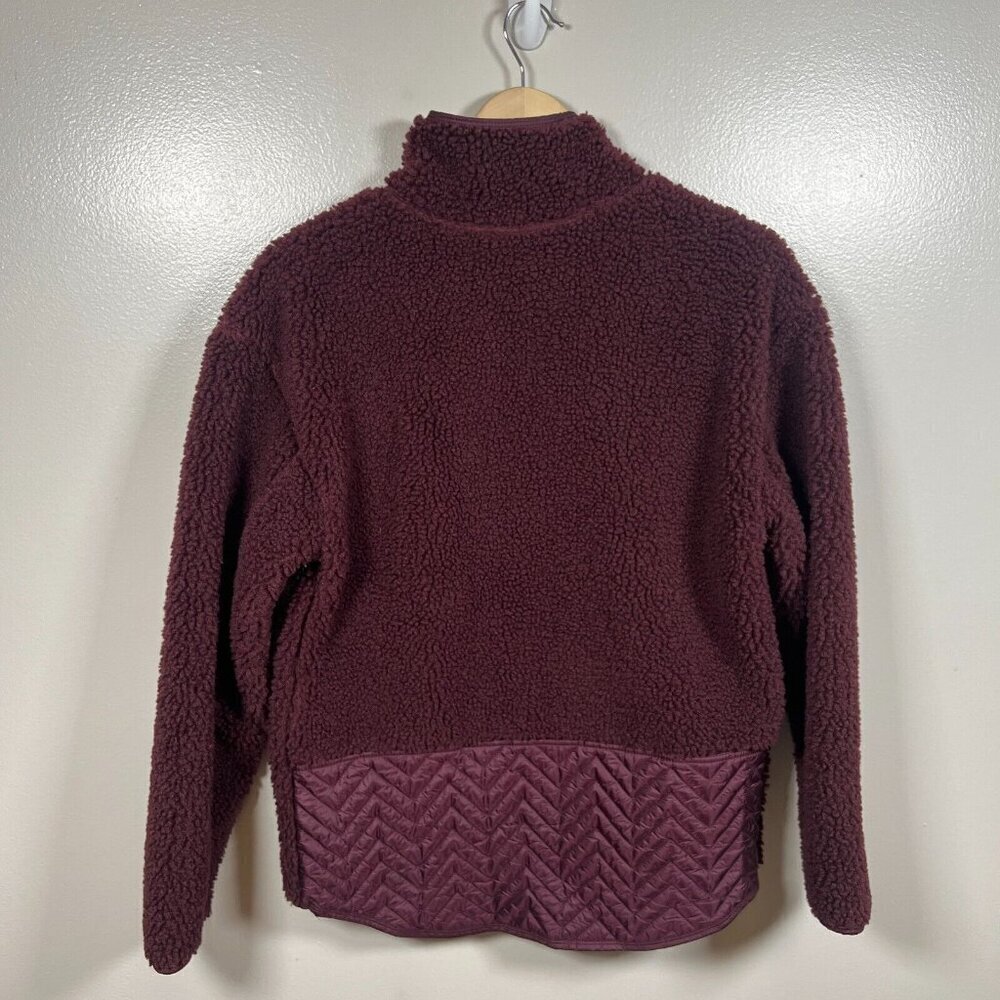 Athleta Cozy Sherpa Snap Sweatshirt Size XS Burgundy Fleece Comfy Travel Active - Picture 2 of 11